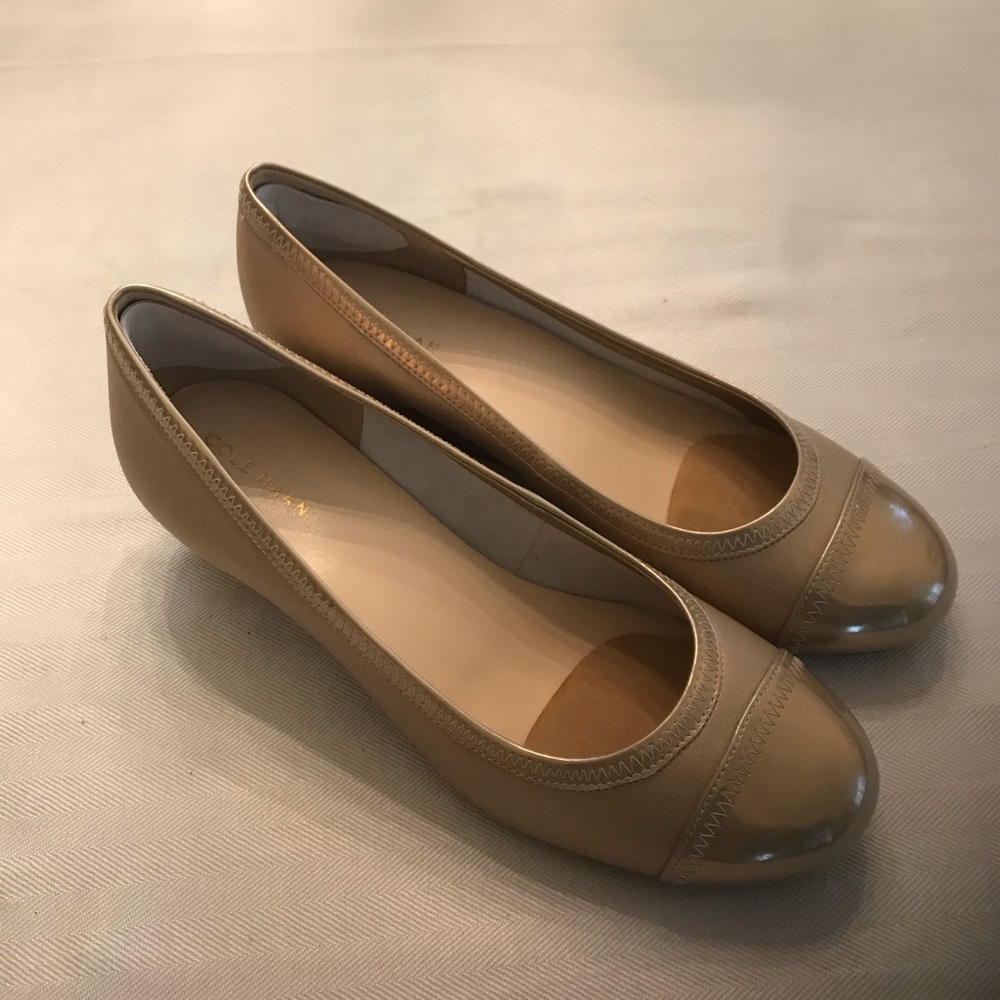 Cole Haan Soft Gold Metallic Elsie Cap Toe Wedge all Size 7 1/2 C